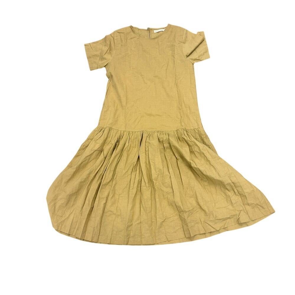Micaela Greg Golden Ochre Cotton Drop Waist Midi Dress $299